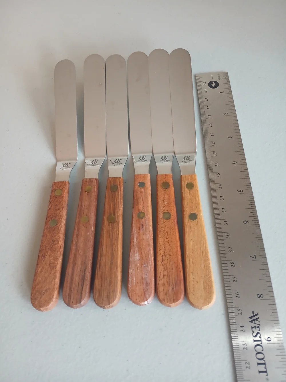 6 Wood Handle Offset Stainless Steel Icing Spatulas Spreaders